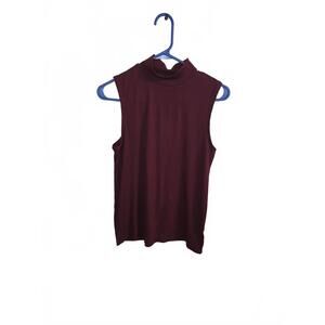 No Boundaries Sleeveless Mock Neck Top - Burgundy, Large